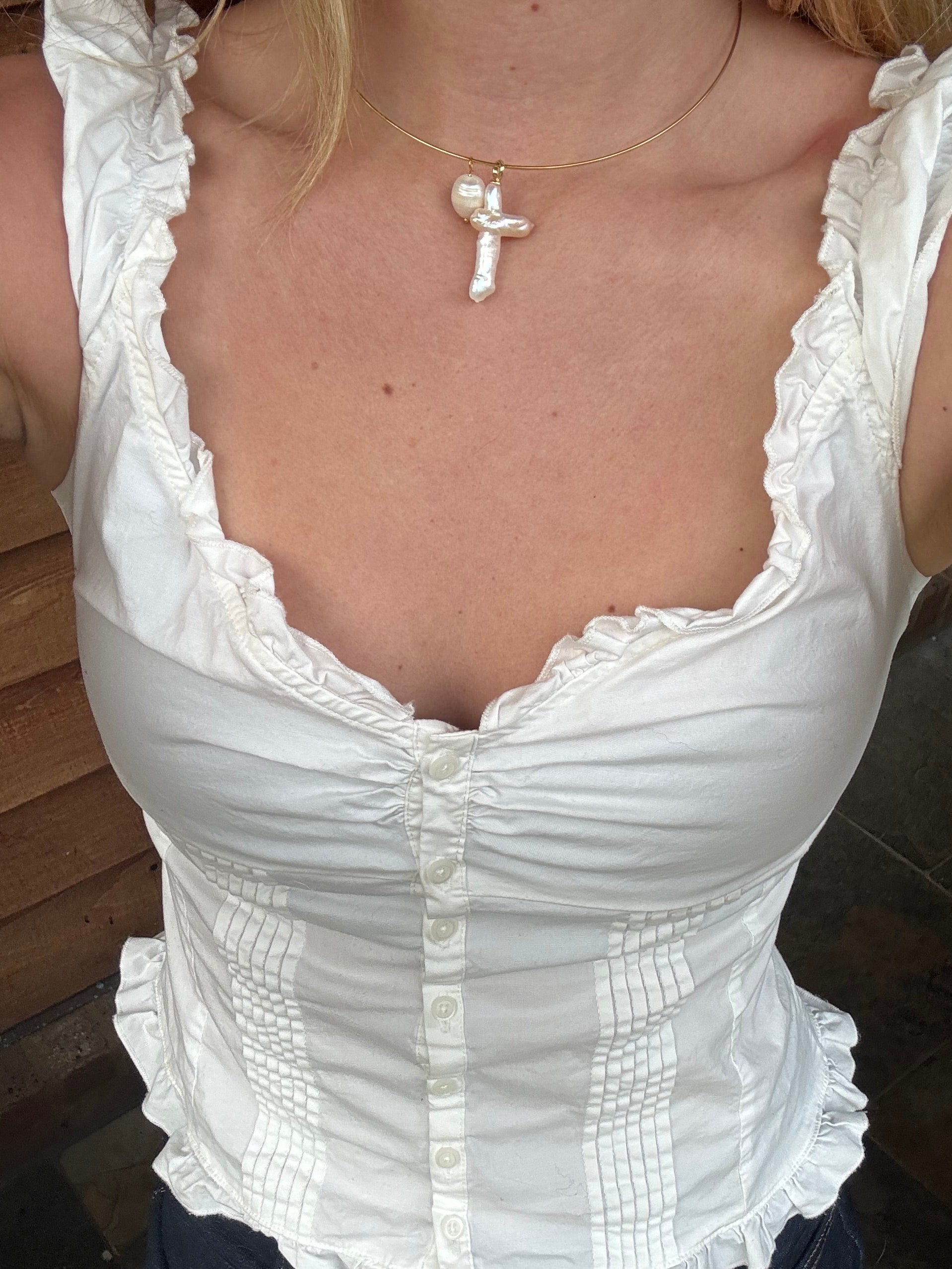 Pearl Cross Choker