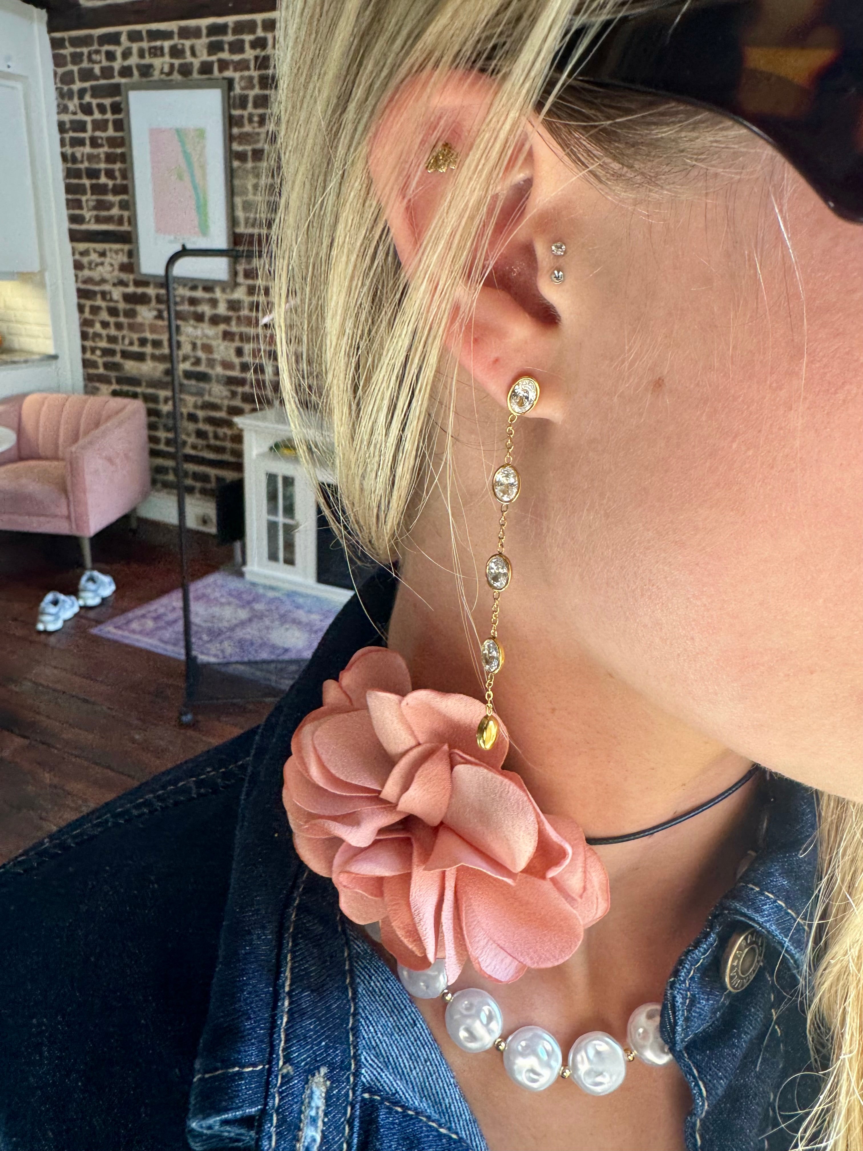 Bezel Drop Earrings