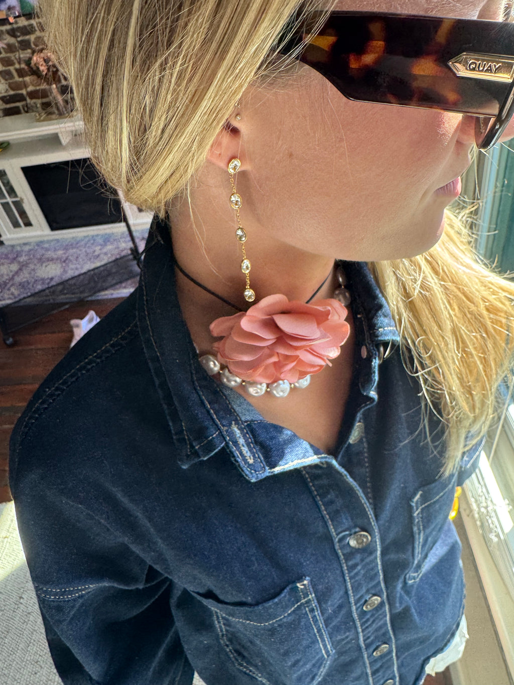 Bezel Drop Earrings