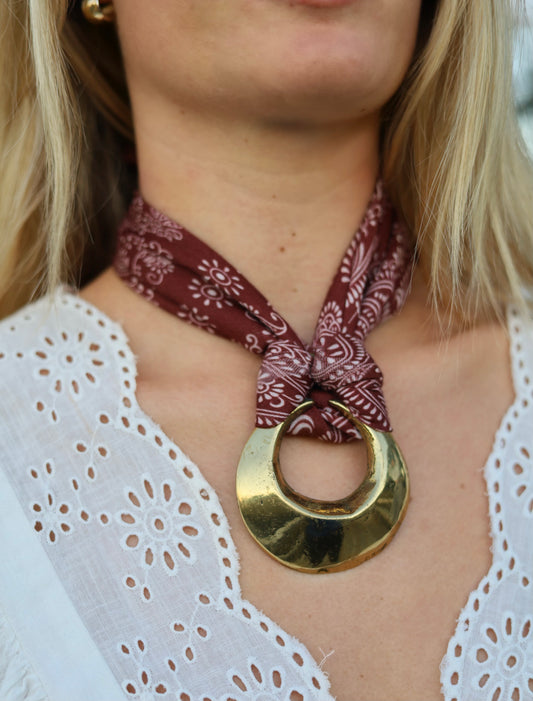 U Shape Medallion With Red Bandana Necklace