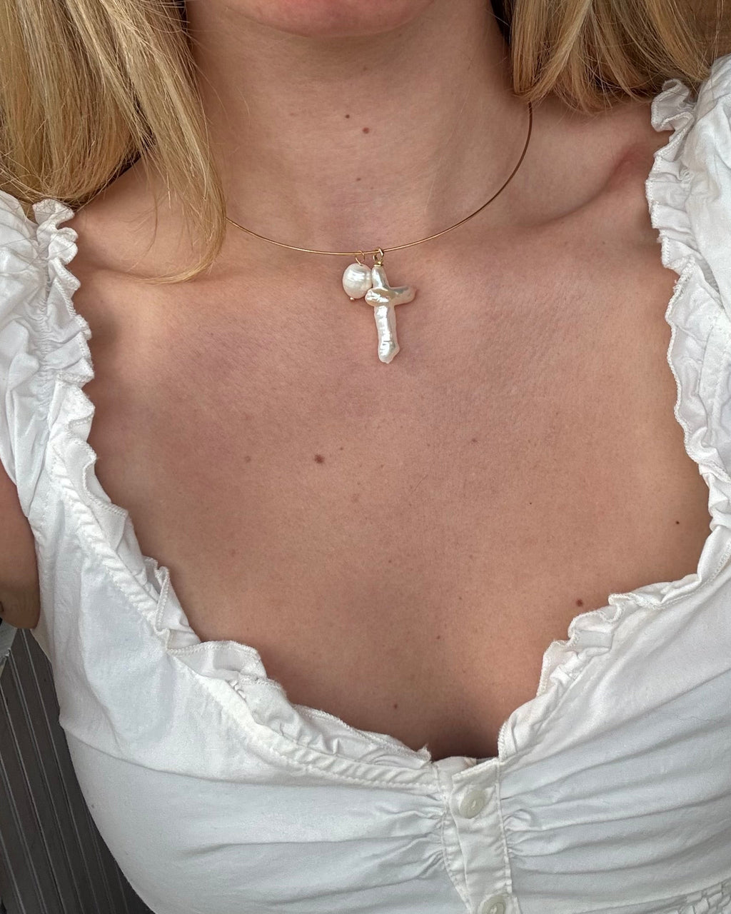 Pearl Cross Choker