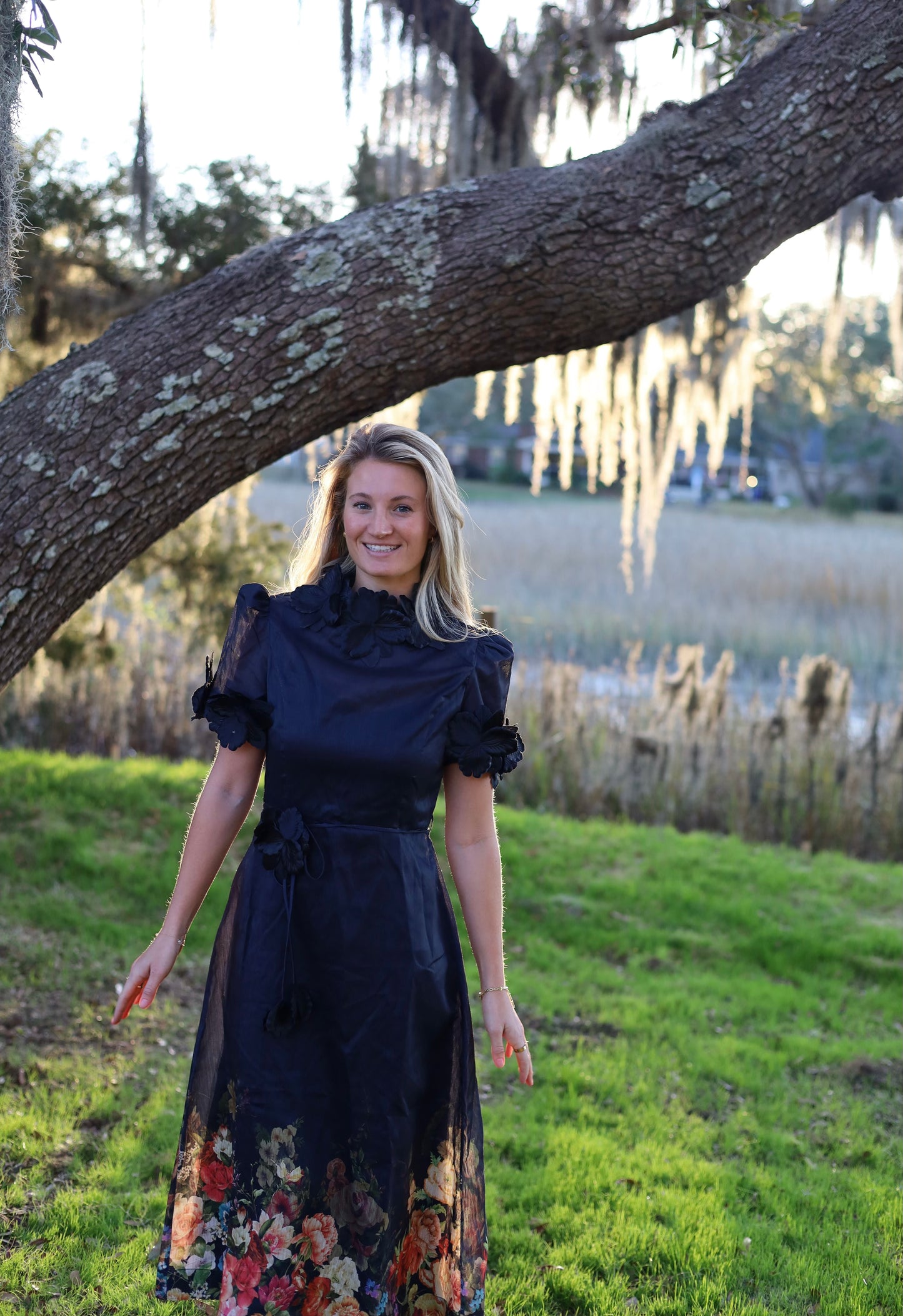 Bloom Dress - Black Midi