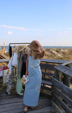 Seashell Embroidered Tube Maxi Dress