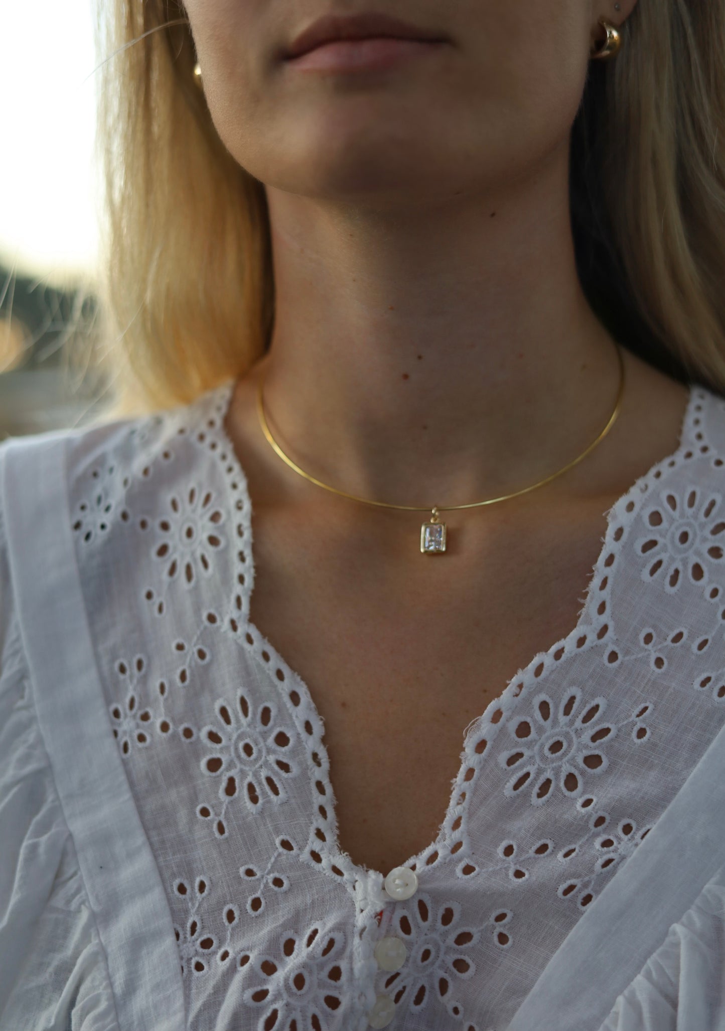 Square Diamond Bezel Choker