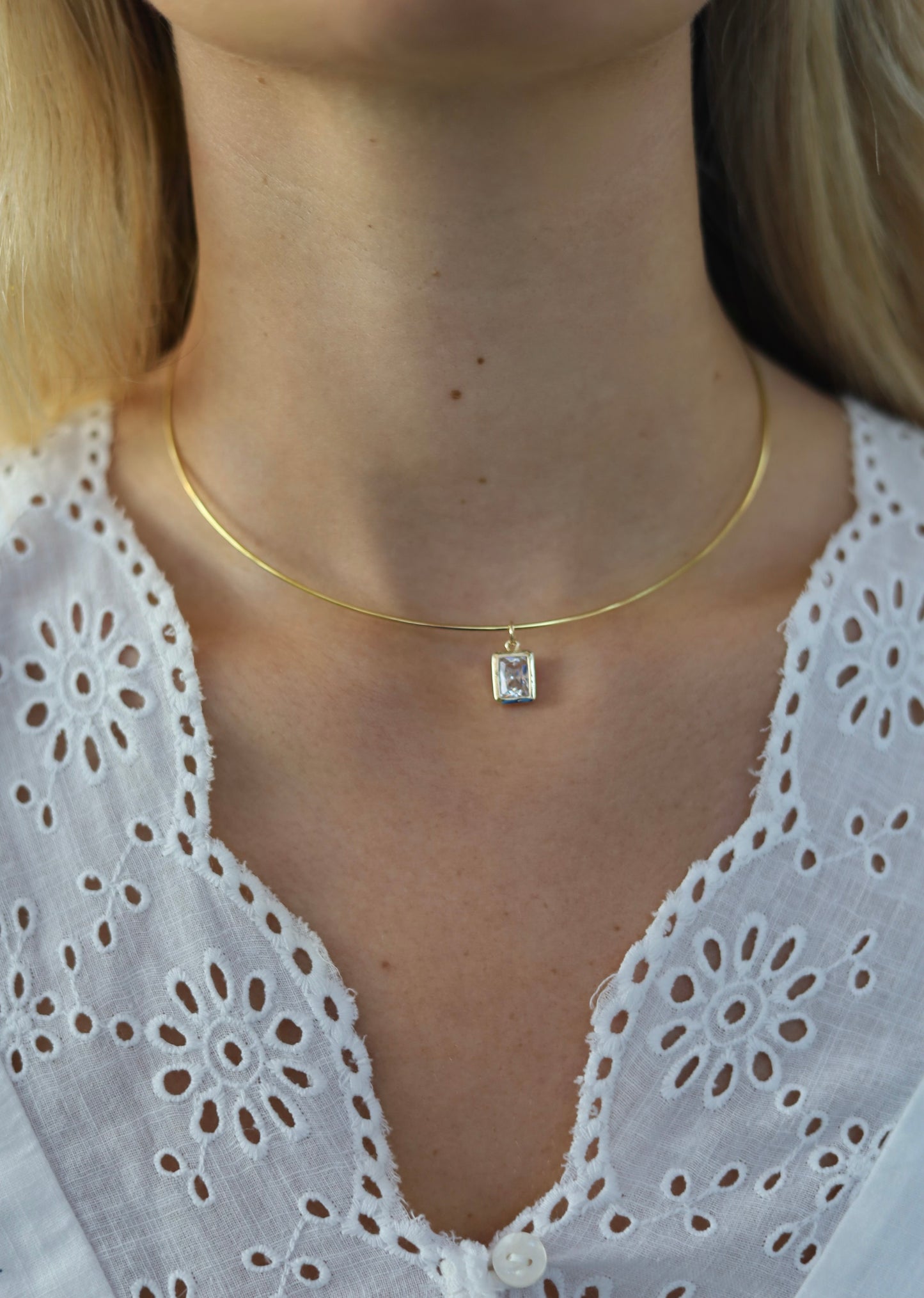 Square Diamond Bezel Choker