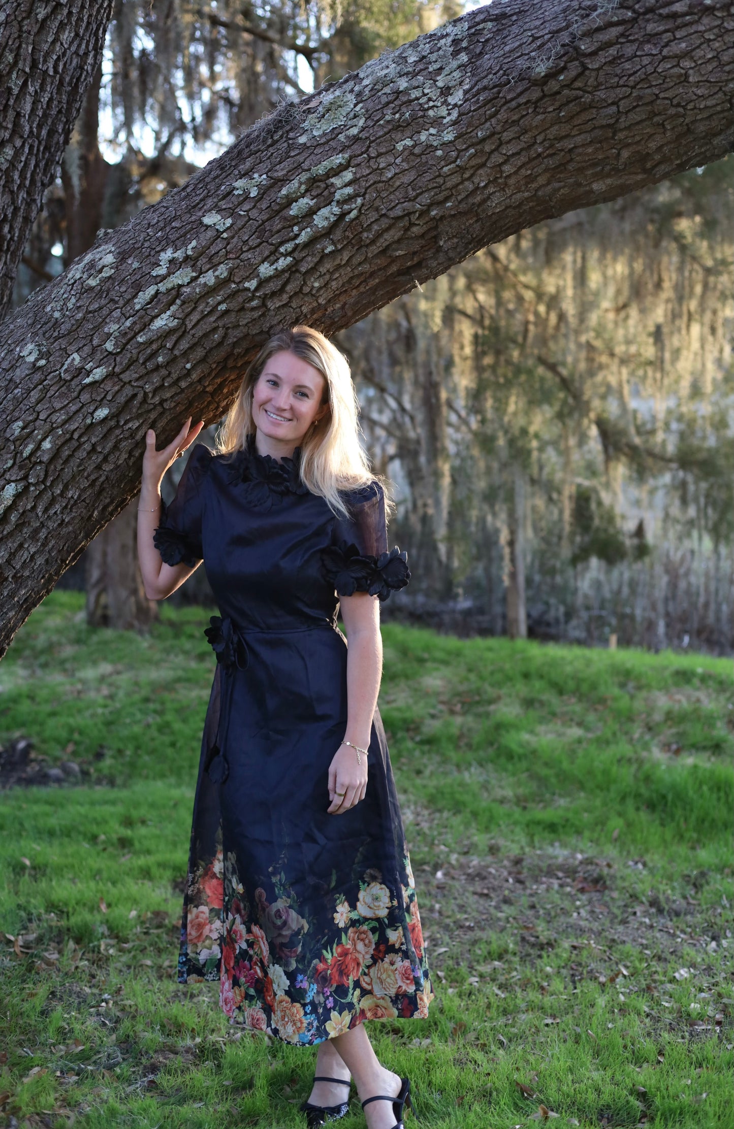 Bloom Dress - Black Midi