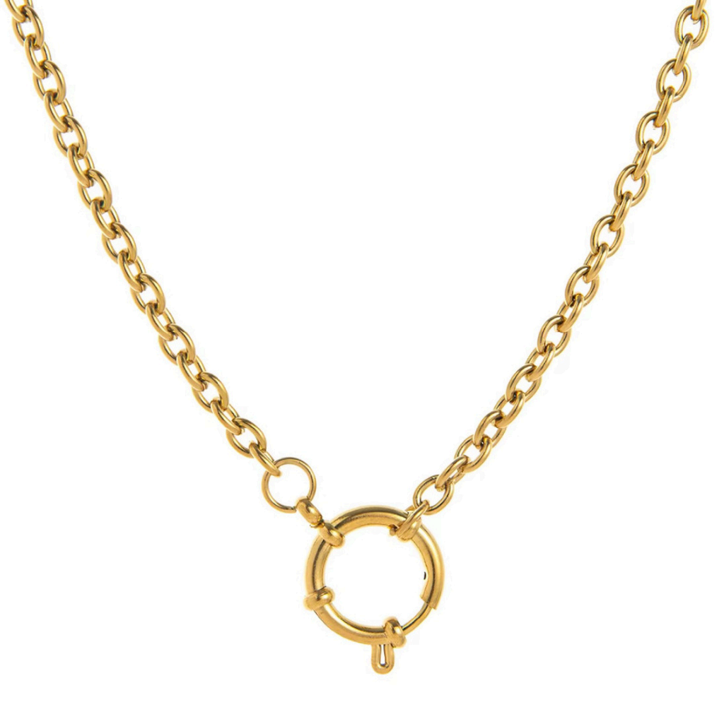 Full Circle Charm Collector Amulet Necklaces 18K PVD Gold 