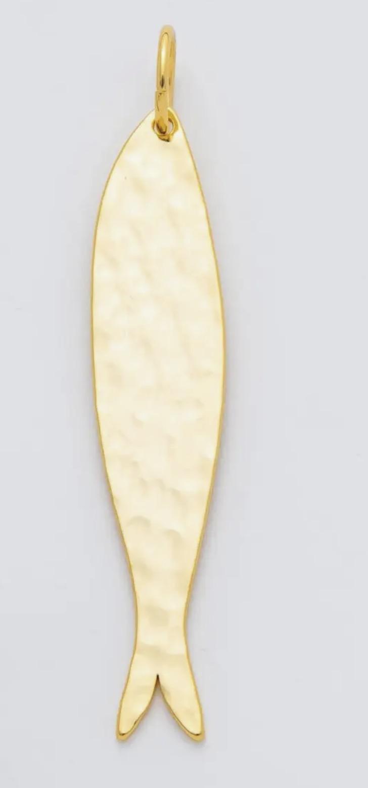 Long Hammered Fish Charm