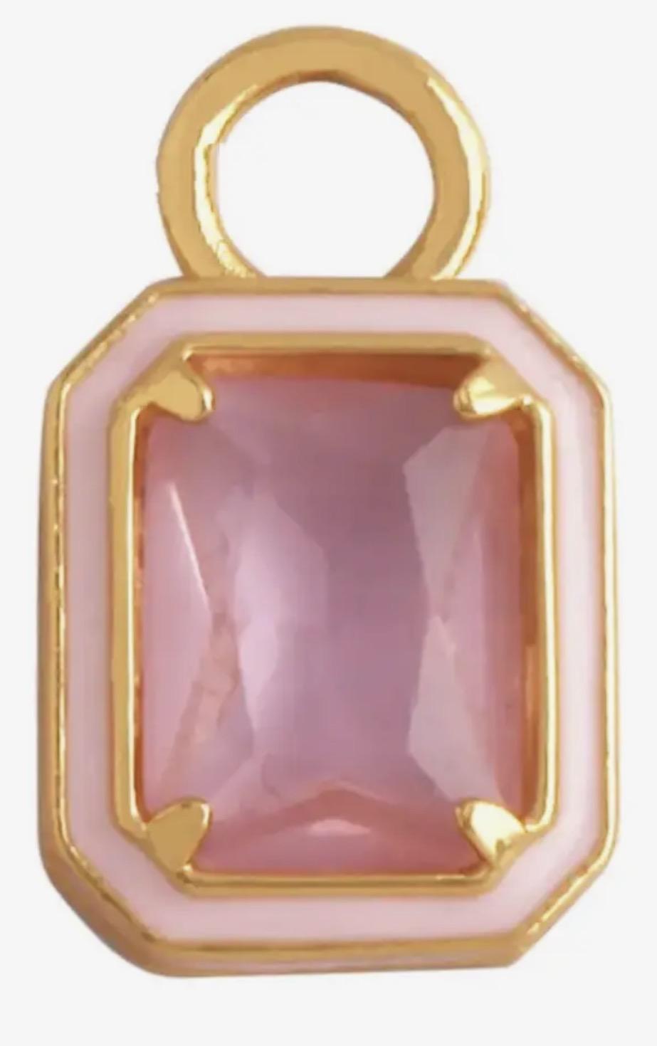 Square Pink Bezel Charm